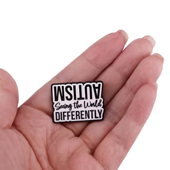 Autism Awareness Enamel Pin Seeing World Differently Message Metal Pin - Picture 3 of 9